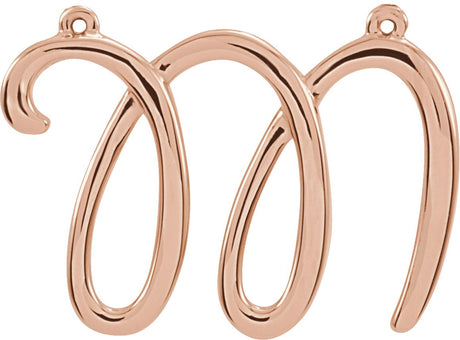 10K Gold Initial M Script Necklace - Rose Gold
