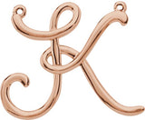 18K Gold Initial K Script Necklace - Rose Gold