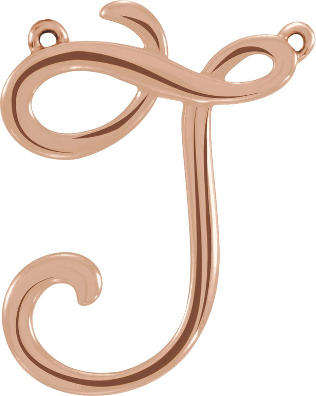 10K Gold Initial J Script Necklace - Rose Gold