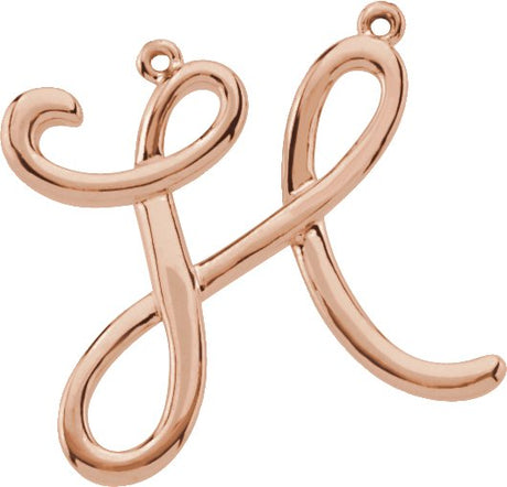 18K Gold Initial H Script Necklace - Rose Gold