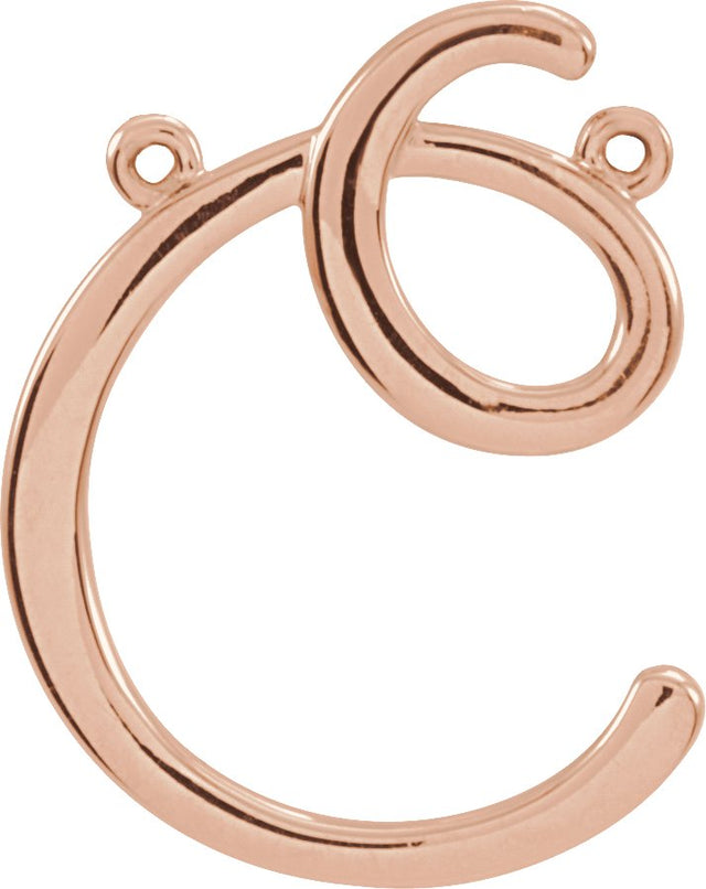 10K Gold Initial C Script Necklace - Rose Gold