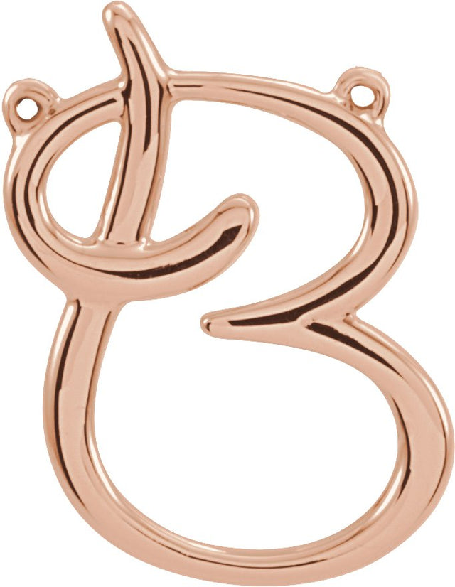 18K Gold Initial B Script Necklace - Rose Gold