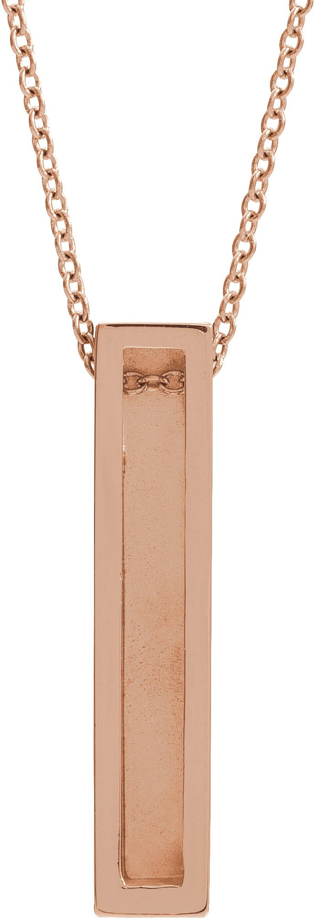 14K Gold Engravable Sculptural Bar Necklace or Pendant - Rose Gold - view 3