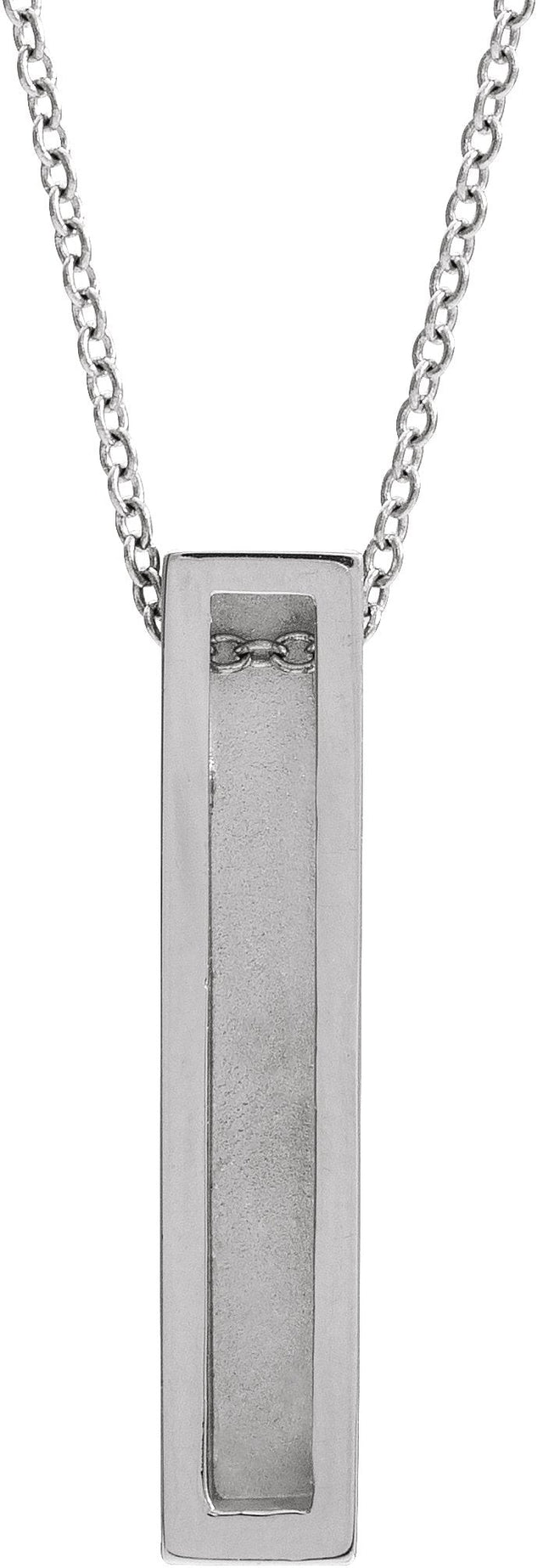14K Gold Engravable Sculptural Bar Necklace or Pendant - White Gold - view 3