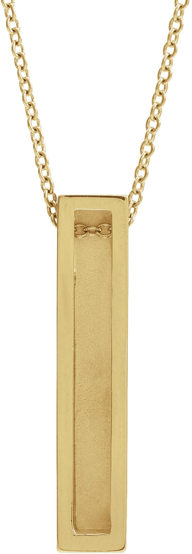 14K Gold Engravable Sculptural Bar Necklace or Pendant - Yellow Gold - view 3
