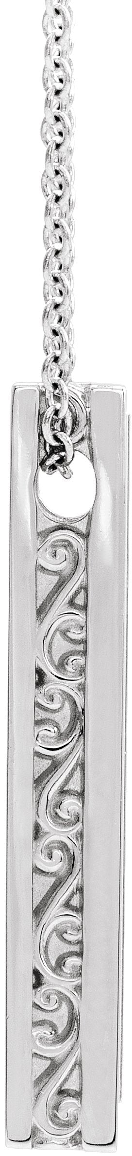 Platinum Engravable Sculptural Bar Necklace or Pendant - view 2