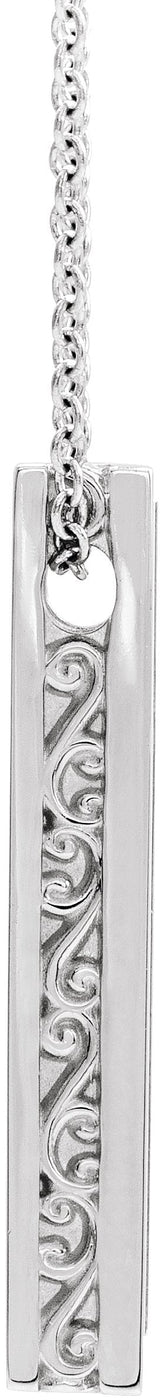 14K Gold Engravable Sculptural Bar Necklace or Pendant - White Gold - view 2
