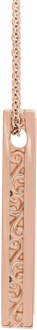 14K Gold Engravable Sculptural Bar Necklace or Pendant - Rose Gold - view 2