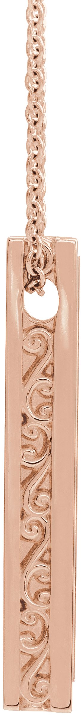 14K Gold Engravable Sculptural Bar Necklace or Pendant - Rose Gold - view 2