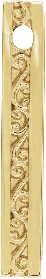 14K Gold Engravable Sculptural Bar Necklace or Pendant - Yellow Gold - view 2