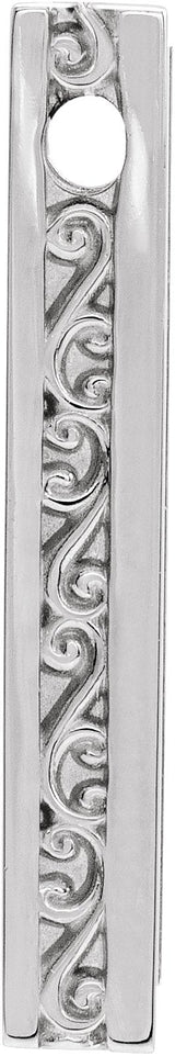 14K Gold Engravable Sculptural Bar Necklace or Pendant - White Gold - view 2
