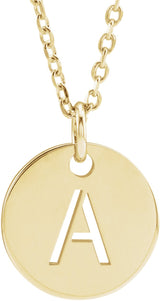 14K Gold Initial A Necklace or Pendant - Yellow Gold