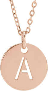 14K Gold Initial A Necklace or Pendant - Rose Gold