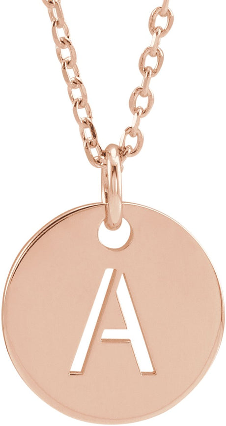 14K Gold Initial A Necklace or Pendant - Rose Gold