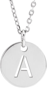 14K Gold Initial A Necklace or Pendant - White Gold