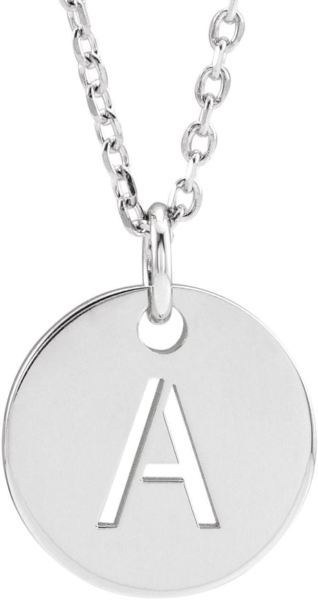 14K Gold Initial A Necklace or Pendant - White Gold