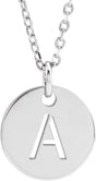 14K Gold Initial A Necklace or Pendant - White Gold