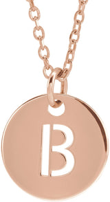 14K Gold Initial B Necklace or Pendant - Rose Gold