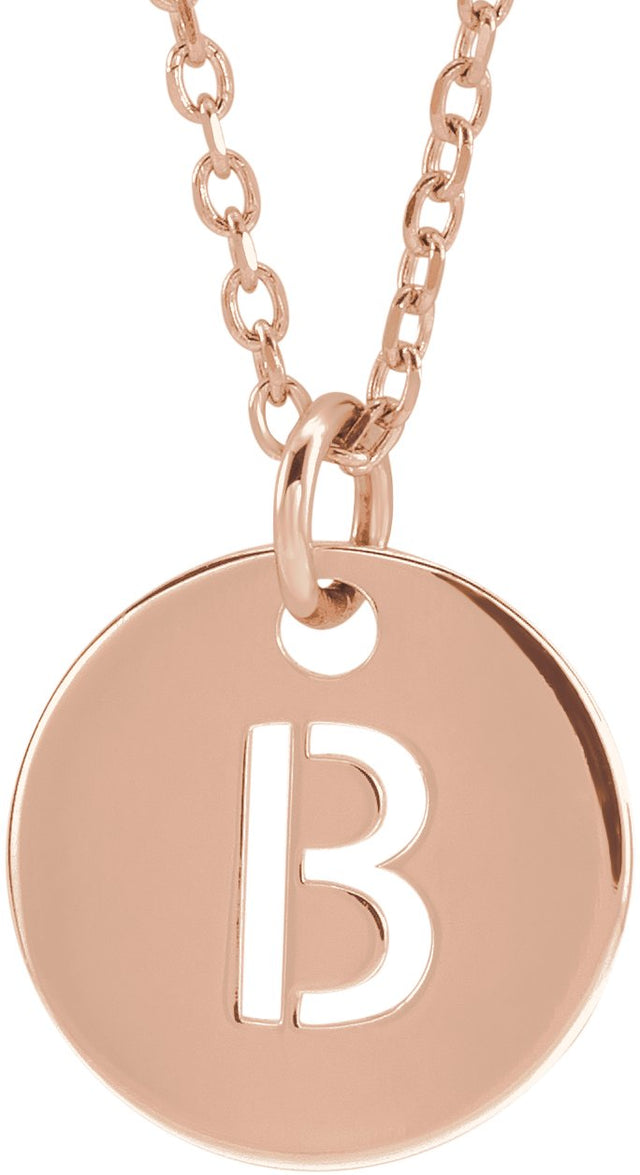 14K Gold Initial B Necklace or Pendant - Rose Gold