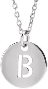 14K Gold Initial B Necklace or Pendant - White Gold
