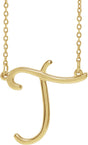 14K Gold Initial T Script Necklace – 19.2x19.1mm - Yellow Gold