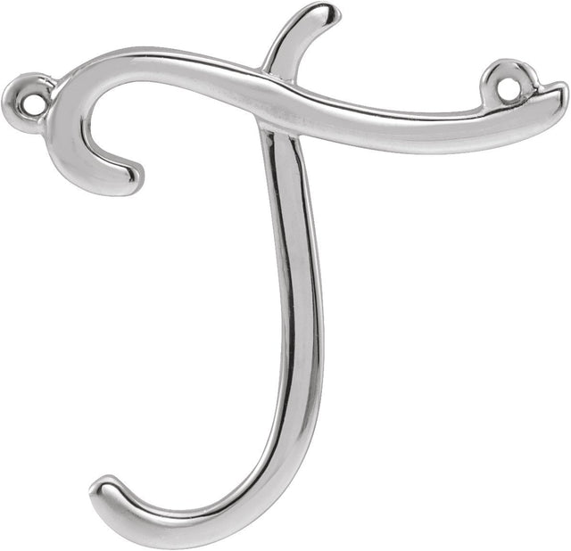 Platinum Initial T Script Necklace