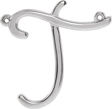 10K Gold Initial T Script Necklace - White Gold