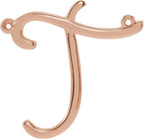 14K Gold Initial T Script Necklace - Rose Gold