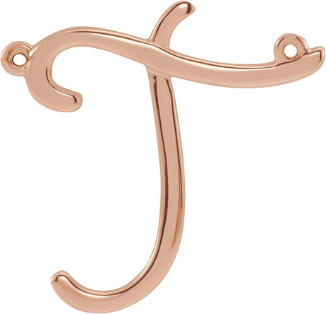 14K Gold Initial T Script Necklace - Rose Gold
