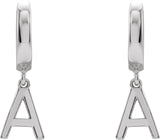 18K Gold Initial A Huggie Earrings - White Gold - view 3