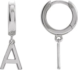 Platinum Initial A Huggie Earrings
