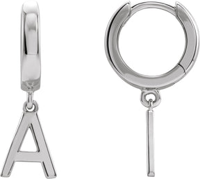 Platinum Initial A Huggie Earrings