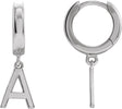 14K Gold Initial A Huggie Earrings - White Gold