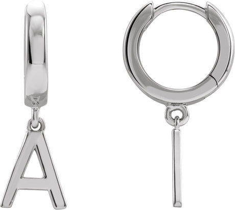 14K Gold Initial A Huggie Earrings - White Gold