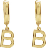 18K Gold Initial B Huggie Earrings - Yellow Gold - view 2