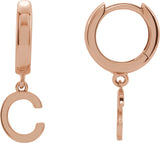 14K Gold Initial C Huggie Earrings - Rose Gold