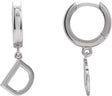 14K Gold Initial D Huggie Earrings - White Gold
