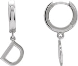 Platinum Initial D Huggie Earrings