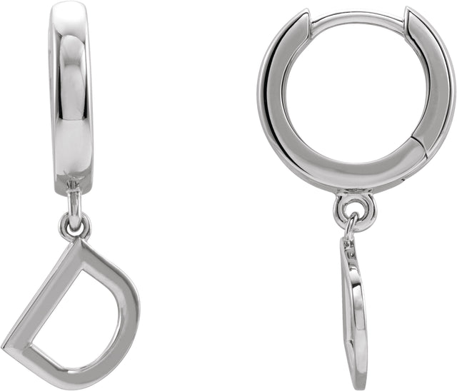 Platinum Initial D Huggie Earrings