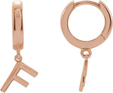 14K Gold Initial F Huggie Earrings - Rose Gold