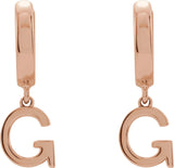 14K Gold Initial G Huggie Earrings - Rose Gold - view 3