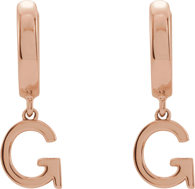 14K Gold Initial G Huggie Earrings - Rose Gold - view 3
