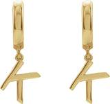 18K Gold Initial K Huggie Earrings - Yellow Gold - view 2