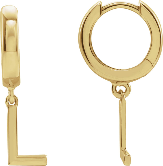 14K Gold Initial L Huggie Earrings - Yellow Gold