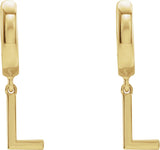 18K Gold Initial L Huggie Earrings - Yellow Gold - view 2