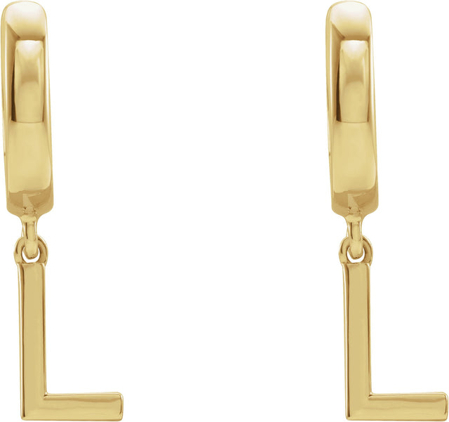 18K Gold Initial L Huggie Earrings - Yellow Gold - view 2