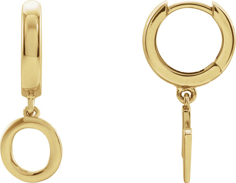 18K Gold Initial O Huggie Earrings - Yellow Gold
