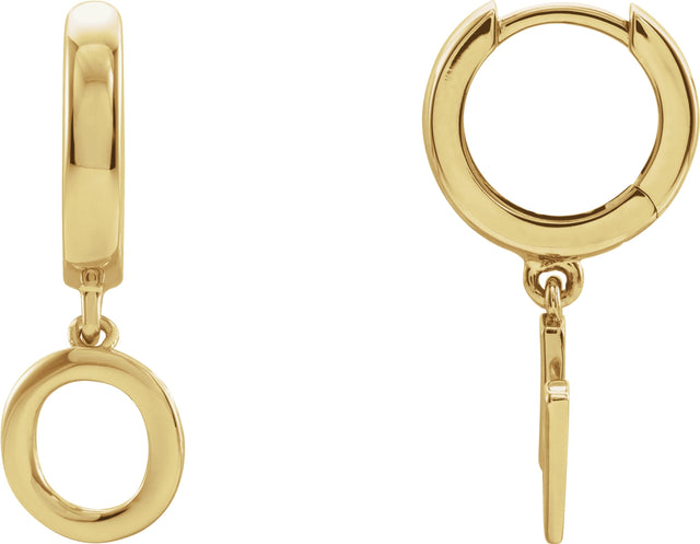 14K Gold Initial O Huggie Earrings - Yellow Gold