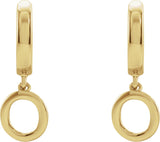18K Gold Initial O Huggie Earrings - Yellow Gold - view 2