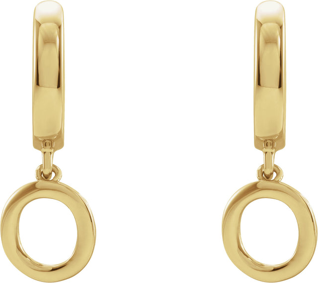 18K Gold Initial O Huggie Earrings - Yellow Gold - view 2